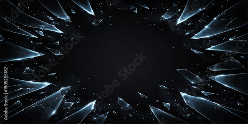 An abstract blue fractal burst illustration featuring a light explosion of fiber optic patterns and glowing stars against a black night space design for a technology celebration