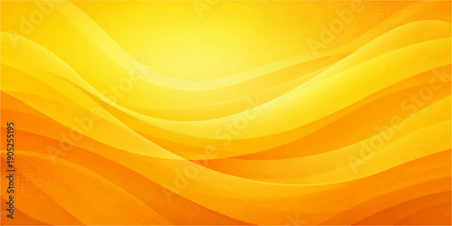 Bright abstract background featuring golden orange and yellow waves with a flowing gradient texture and shiny light effects in a modern motion vector design