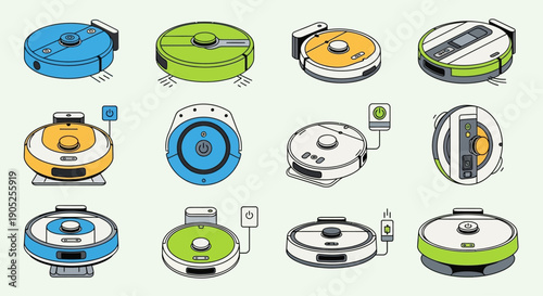 Collection of various fan blade and propeller icons with motion lines