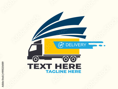 Delivery Van Vector Logo for Courier and Logistics, 24/7 Delivery