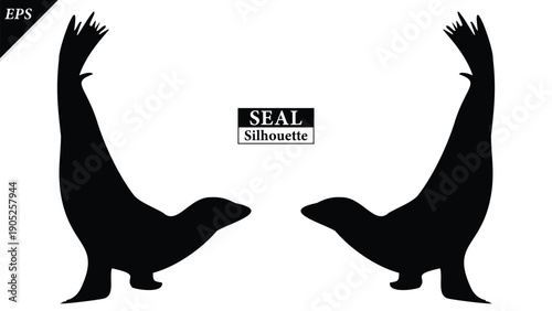 Seal animal Silhouette Vector illustration Isolated on white background, featuring a clean and minimal black shape representing marine wildlife and coastal life. Ideal for logos, icons, Seal vector