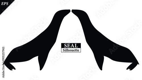 Seal animal Silhouette Vector illustration Isolated on white background, featuring a clean and minimal black shape representing marine wildlife and coastal life. Ideal for logos, icons, Seal vector
