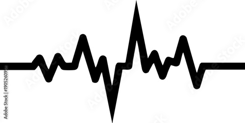 Black EKG pulse line icon or heartbeat waveform trace vector