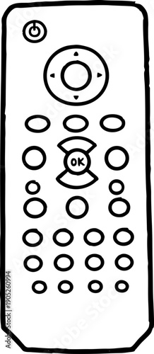 Universal Remote Control Device Icon Line Art Illustration