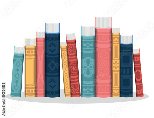 stack of colorful books