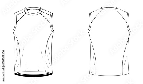 Blank sleeveless sports jersey mockup vector outline