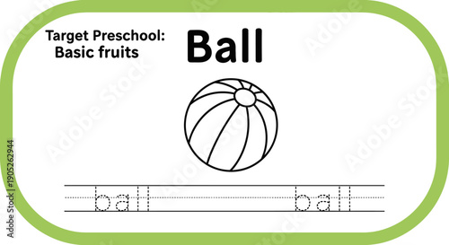 Ball tracing worksheet for preschool education