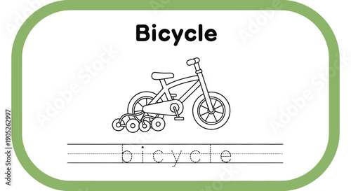Bicycle tracing worksheet for kids