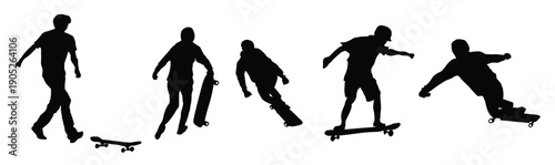 black silhouettes of skaters skateboarding silhouette on 