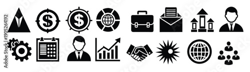 business and finance icon set collection for documents 