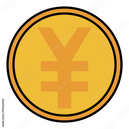 円記号（￥）が入ったゴールドコインのイラスト