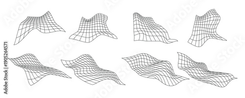 distorted perspective grid pack glitch rectangle plane set