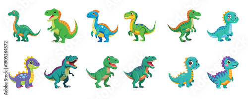 dinosaur set of cartoon dinosaurs illustration