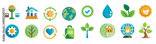 environment and sustainability icon set illustration