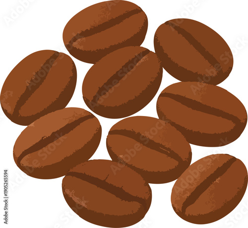 Pile of Roasted Coffee Beans on White Background brown