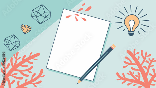 Creative idea and innovation concept with 3D lightbulb and artist tools on a minimalist abstract background..eps