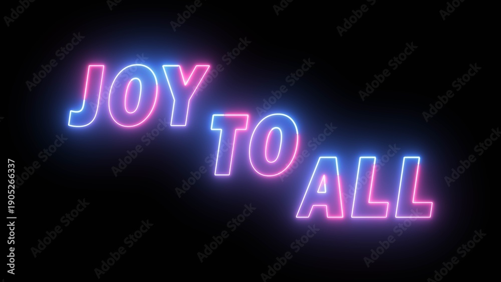 Obraz premium Neon Joy to All Text Sign Wishing Merry Christmas.
