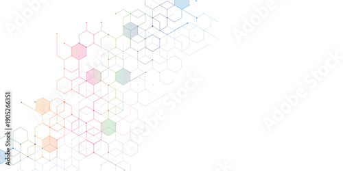 Vector hexagons pattern. Geometric abstract background with simple hexagonal elements. Medical, technology or science design