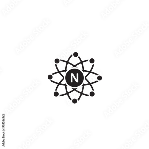 Nitrogen Chemical Element Symbol N in Atomic Structure