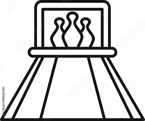 Bowling lane showing pins with line art style