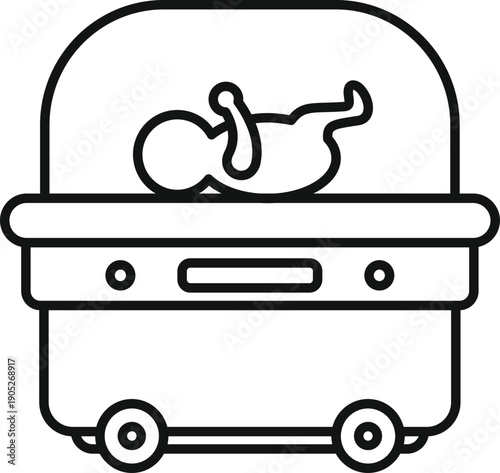 Baby resting in a medical incubator for premature or sick infants