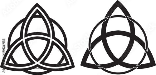 Ancient celtic trinity knot symbol icon set. Celtic knot symbol in on transparent. Endless knot symbols. Infinite loop sign interlocking with circle sign. flat style