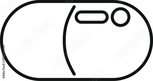 Medicine capsule icon in line art style for health and pharmaceutical concepts