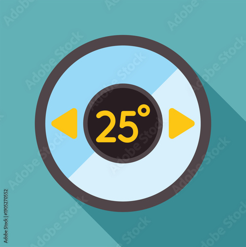 Digital thermostat showing 25 degrees celsius, adjusting climate control