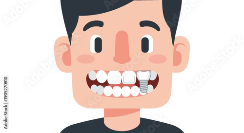 Smiling face with dental implant