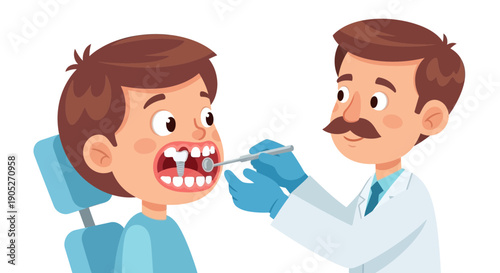 Dentist examining patient's teeth with dental tool