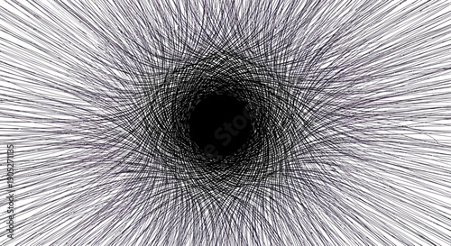Black hole with gray lines radiating outward abstract vector illustration white background