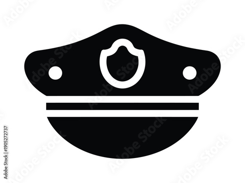 Vector illustration of a traditional police officer hat with a badge.