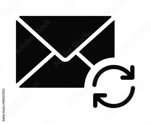 Vector icon of an envelope with a circular arrow indicating refresh or repeat action