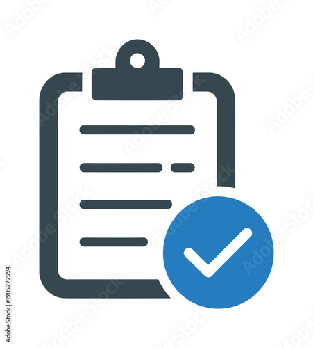 Vector illustration of a clipboard with a check mark for verification