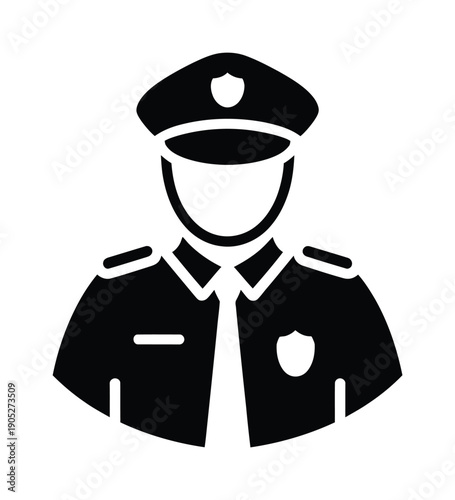 Vector illustration of a police officer wearing a uniform and a badge