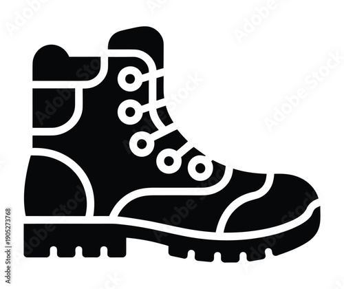 Vector illustration of a sturdy hiking boot with laces