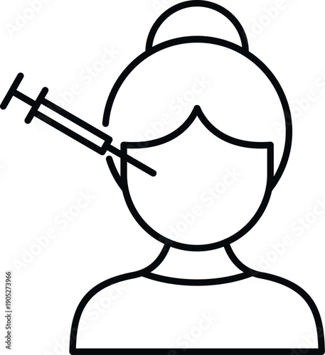 Woman's head getting injection, representing cosmetic beauty procedures or anti aging treatments