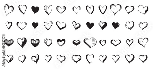 hand drawn heart hearts love valentines day doodle scribble