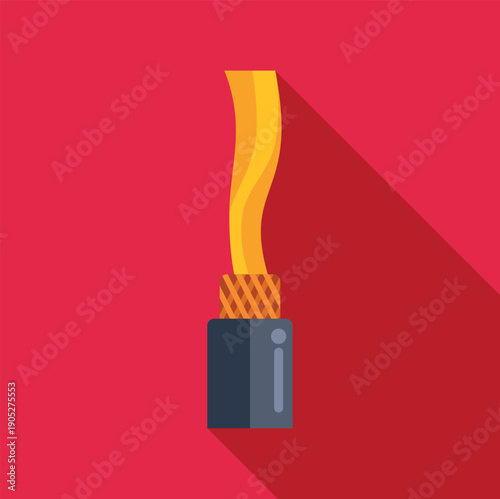 Electrical wire with exposed copper strands showcasing power and conductivity in a flat design