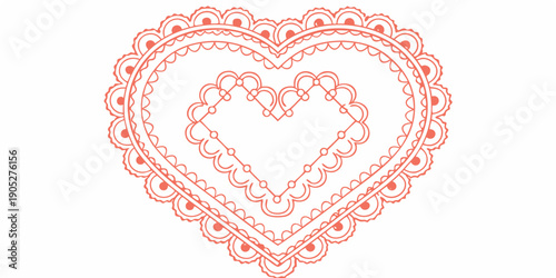 Intricate red hearts nested within each other a delicate design