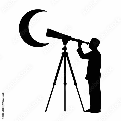 man with telescope in Ramadan 