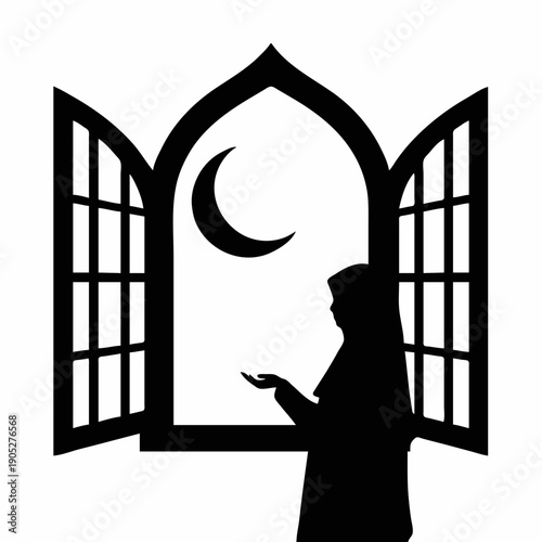 silhouette of a woman behind a window