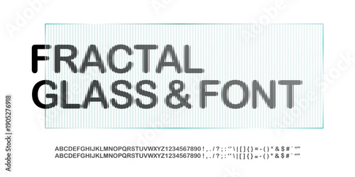 3D glass effect font, ribbed alphabet texture and fractal gradient. Polycarbonate typography, glitch wave illusion and striped optical refraction of wet-look panel. Luxury tech refracted template