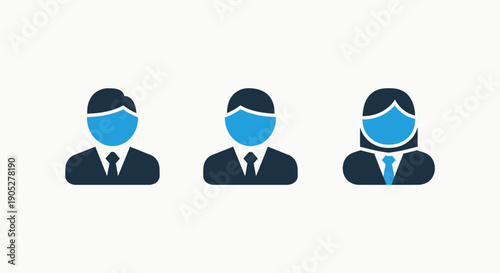 Professional Business People Avatars Wearing Face Masks for Safety and Health in Corporate Environment