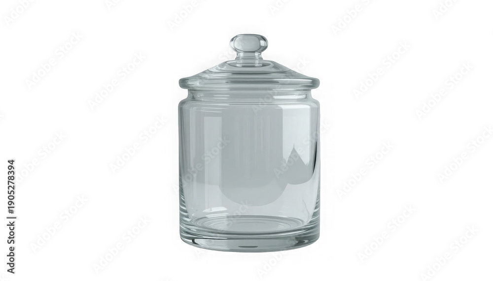 Obraz premium Clear glass jar with lid for storing food or decorative items