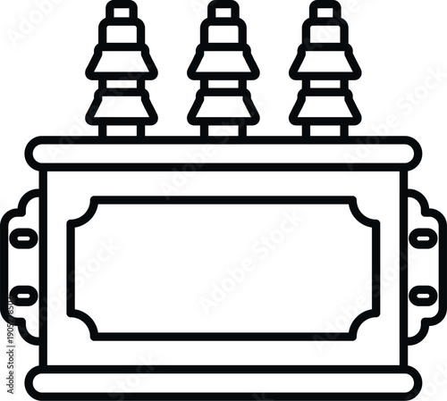 Power transformer line art icon stepping up or stepping down electricity voltage