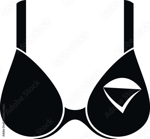 Bra silhouette with implant design representing plastic surgery or augmentation