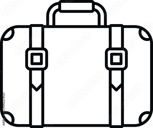 Suitcase line art illustration portraying travel, holiday, and business trip concepts
