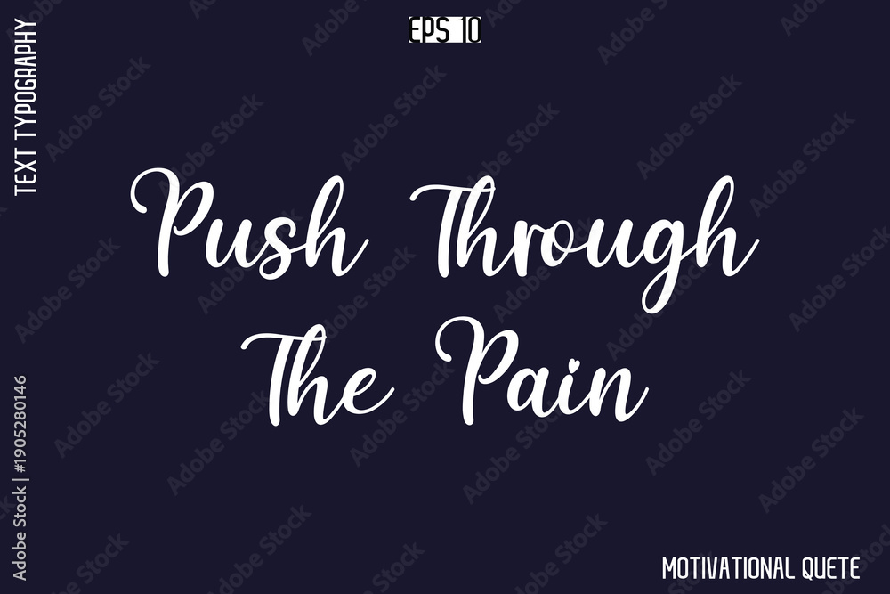 Fototapeta premium Push Through The Pain -Trendy Motivational Quote Vector Cursive Typography Decorative Lettering
