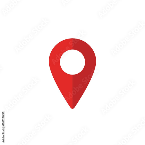 A vibrant red map marker icon, symbolizing navigation and location services, perfect for travel and business applications